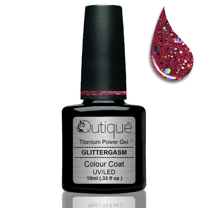 Gel Nail Polish Glitter Gel -Glittergasm (dark pink) -HEMA Free